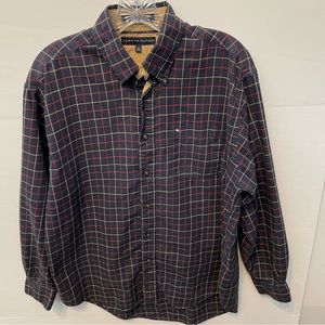 Vintage Tommy Hilfiger Men’s Long Sleeve Button Down Blue & Red Check Shirt Sz M